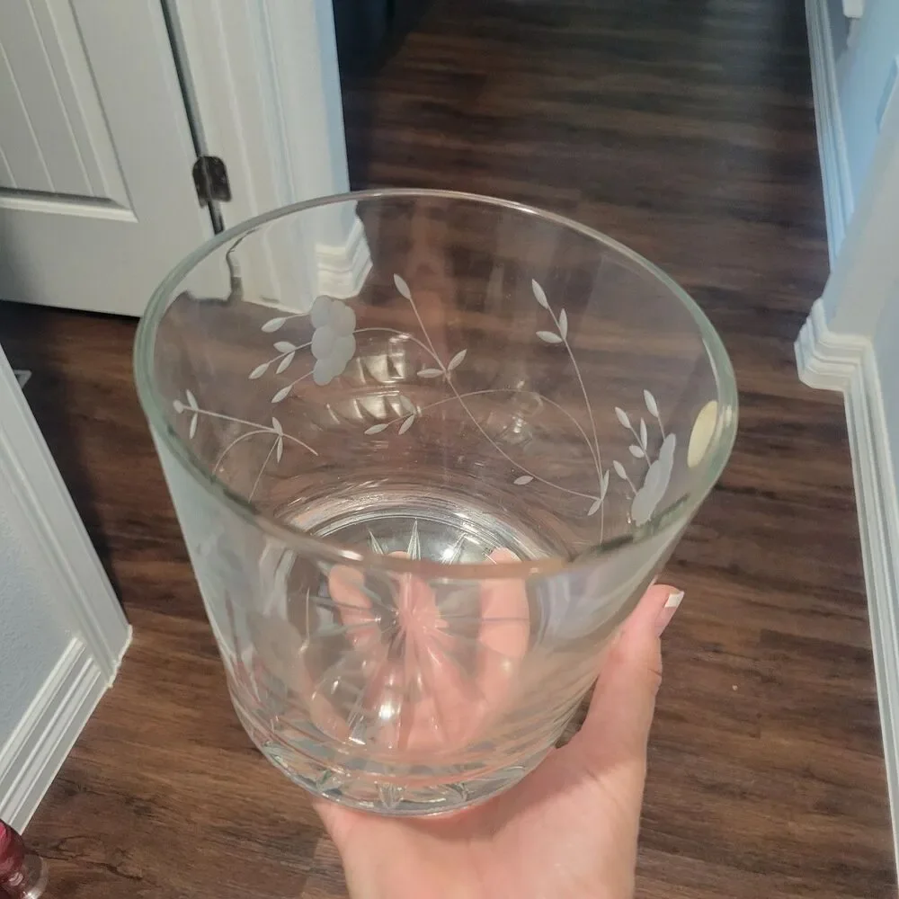 Vtg Princess House #522 Crystal Ice Bucket with Tongs in Box 5.5